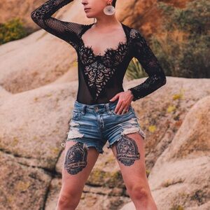 Black Mesh & Lace Bodysuit